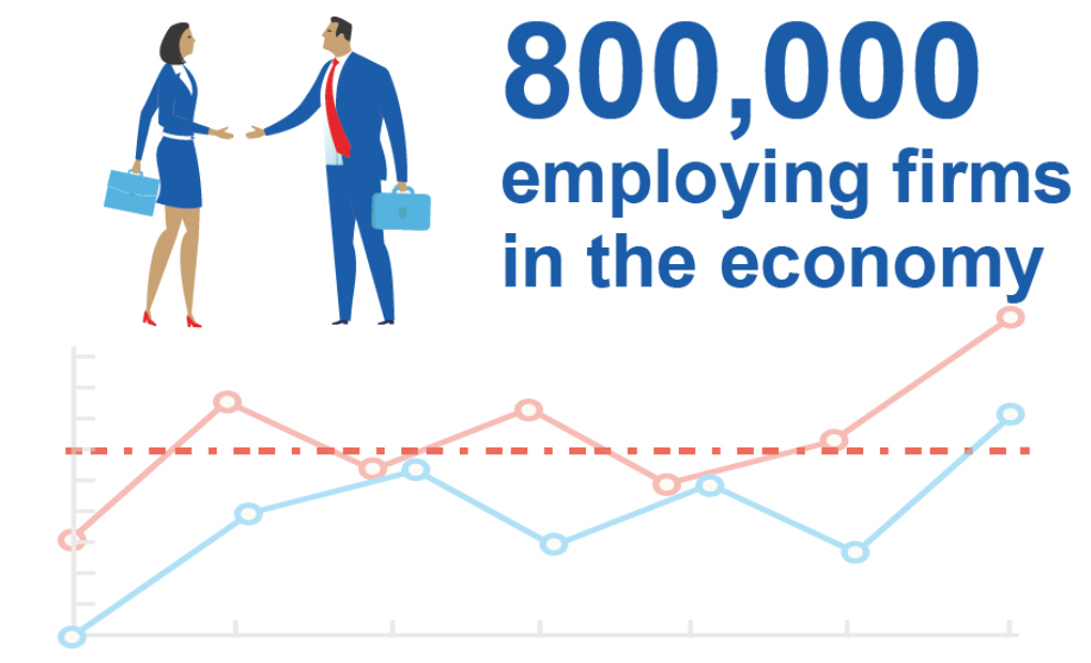 In the all-firm benchmark there are approximately 800,000 employing firms in a given year.