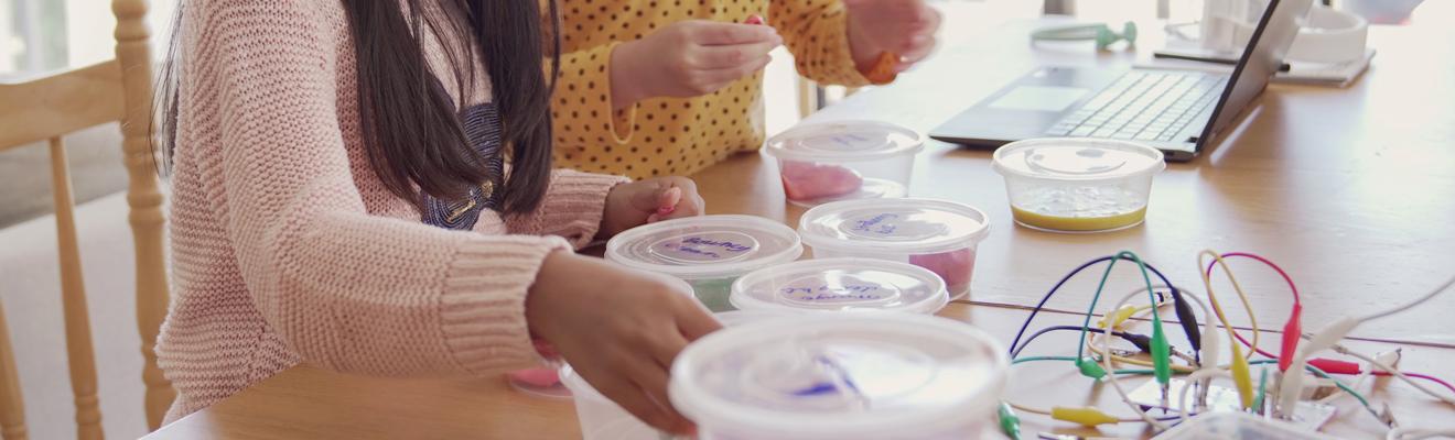 Girls doing STEM activities