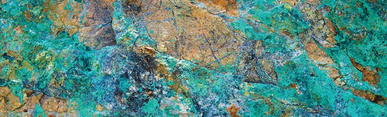 Close up photo of copper mineralisation