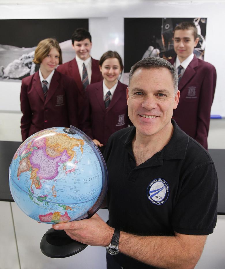 David Shteinman, Industrial Sciences Group, talking to students at Emanuel School, Randwick, NSW about the Beresheet Lunar landing mission