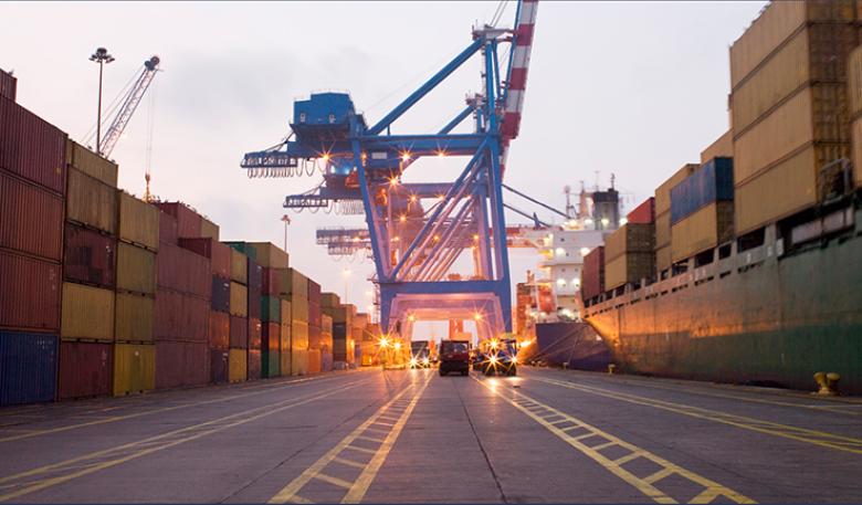 Shipping containers on a dock