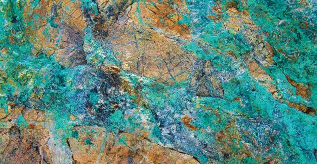 Close up photo of copper mineralisation