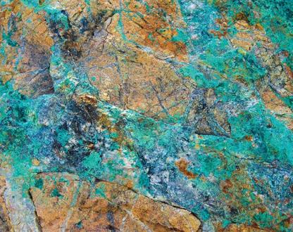 Close up photo of copper mineralisation